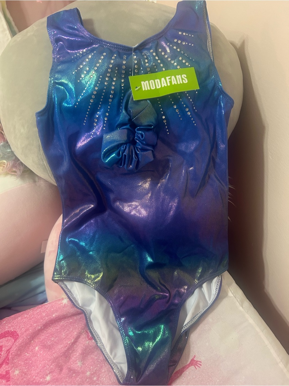 Modafans Kids Shimmer One-Piece Leotard in Iridescent Blue-Purple